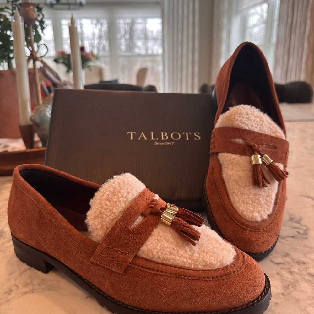 Talbots Brown Suede Women's Loafers with Cream Accent